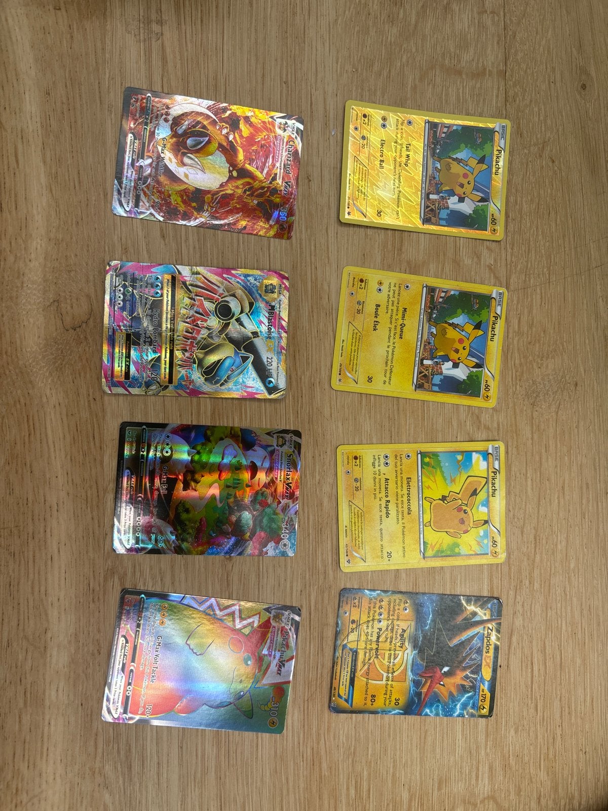 Pokémon Kaarten Bundel: Pikachu, Zapdos, Snorlax, Charizard, Ophalen of Verzenden, Gebruikt, Meerdere kaarten, Foil