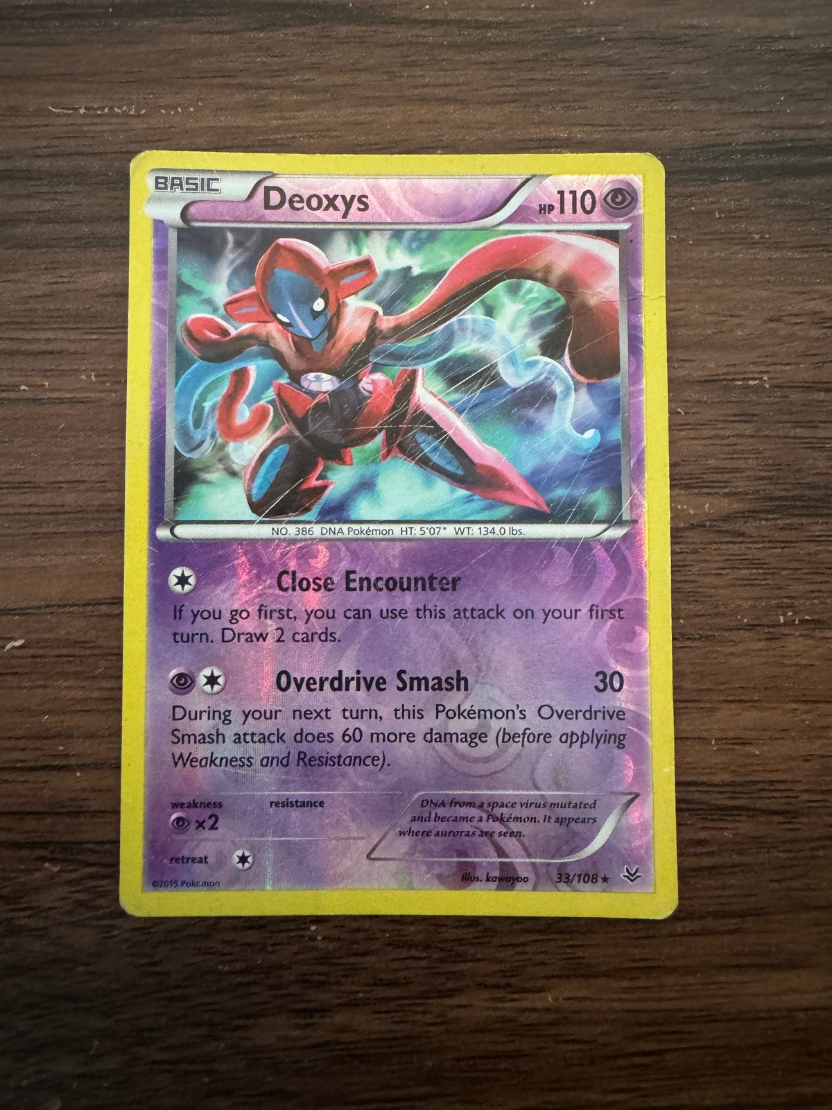 Deoxys 33/108 Pokémon Kaart - Holo Foil, Ophalen of Verzenden, Gebruikt, Losse kaart, Foil