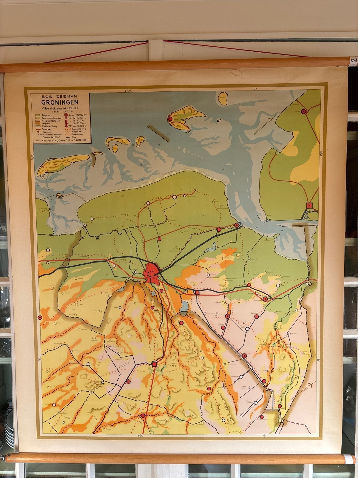 Bos-Zeeman kaart Groningen - Vijfde druk, Gelezen, Bosatlas, Ophalen of Verzenden, 1800 tot 2000