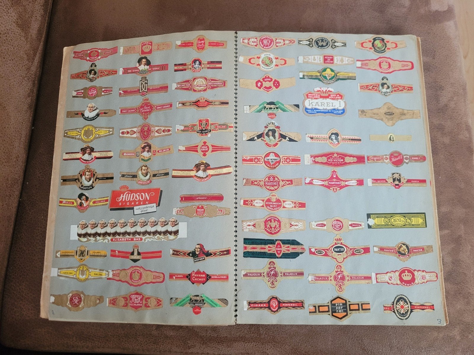 Album met 340 oude ingeplakte sigarenbandjes, Ophalen of Verzenden, Gebruikt, Sigarenbandjes