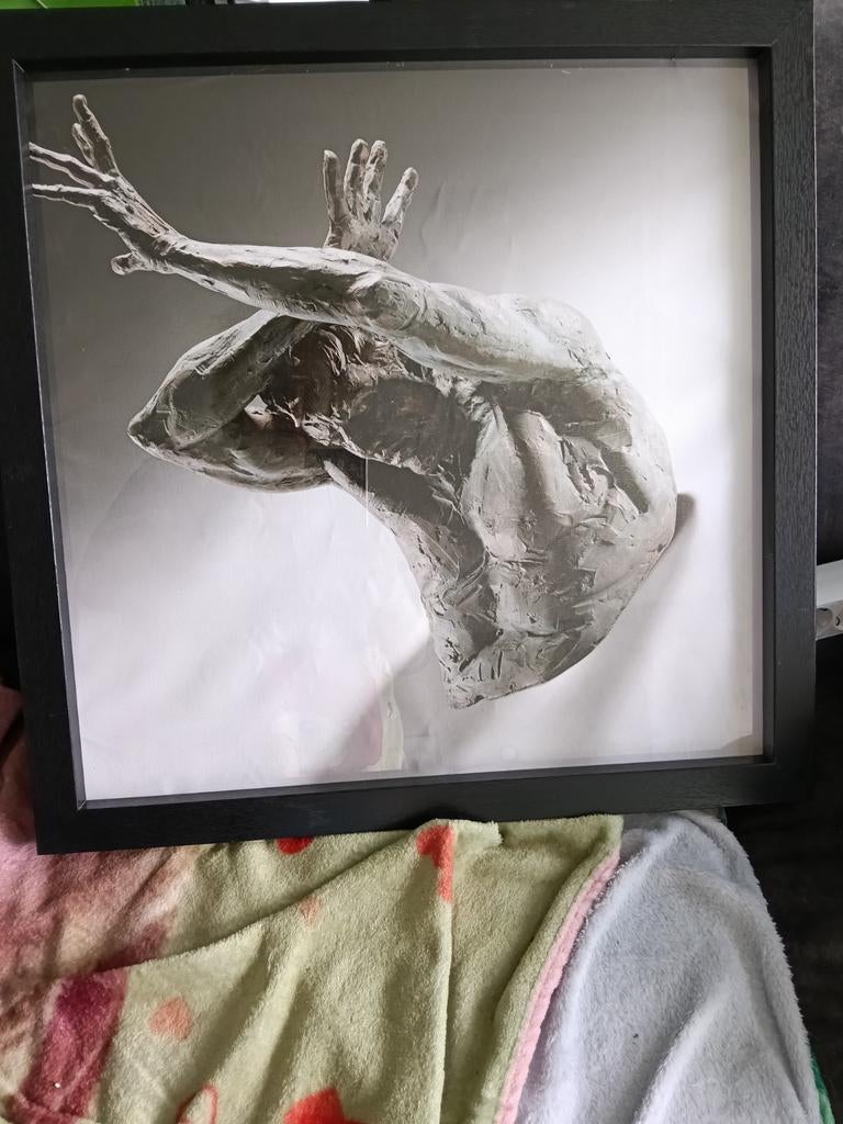 Abstracte sculptuur van menselijk torso in lijst, Gips, Ophalen of Verzenden, Handgemaakt, 20 - 50 cm