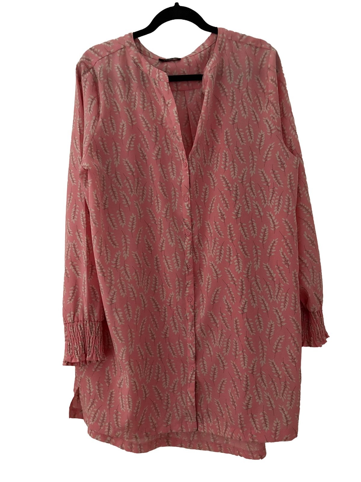 Norah roze tuniek met bladprint - Maat 44, Kleding | Dames, Verzenden, Zo goed als nieuw, Maat 42/44 (L), Roze