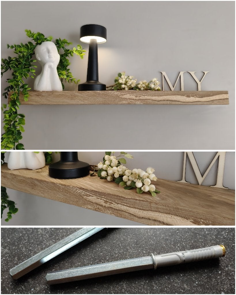 Zwevende wandplank massief eiken + montagepennen 64,5cm #201, Houtatelier M.Y., Info@myhoutatelier.nl, Nieuw, Ophalen of Verzenden
