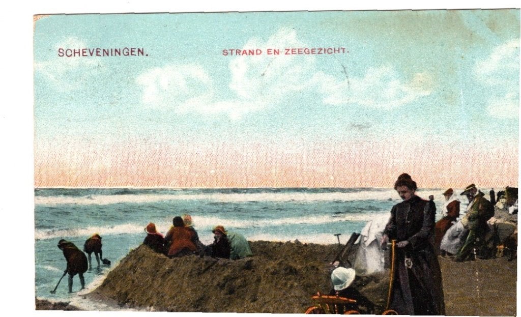 Oude Ansichtkaart Scheveningen Strand Zeegezicht 1916, Ophalen of Verzenden, Voor 1920, Gelopen