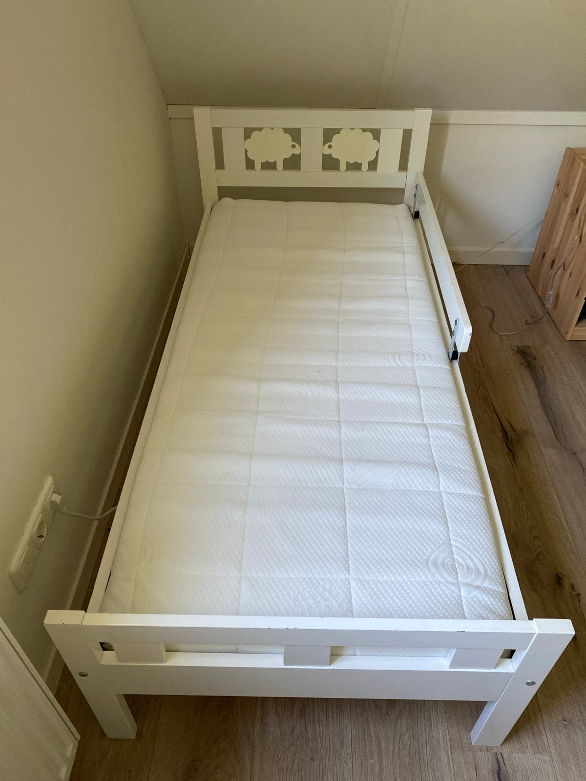 Wit Ikea Kritter kinderbed met matras, Ophalen, Gebruikt, 70 tot 85 cm, Matras