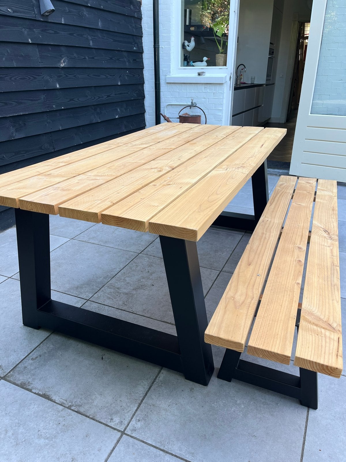 Nieuwe Douglas tuinset 2x1m met tuinbank, Tuin en Terras, Ophalen, Nieuw, Hout, Bank