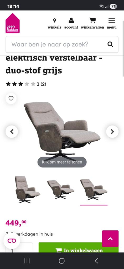 Relaxstoel Electric , deze stoel is maar een 3 mnd oud, Ophalen, Eén