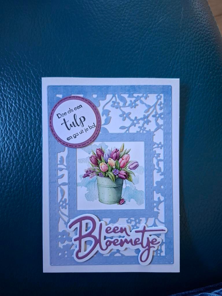 Handgemaakte Kaart met Tulpen en Tekst, Handgemaakt, Nieuw, Meerkleurig, Papier of Karton