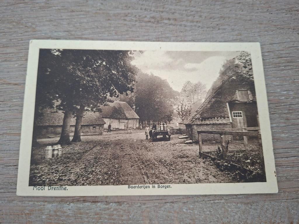 Oude Ansichtkaart Borger Drenthe - Boerenhoeve, Ophalen of Verzenden, Voor 1920, Gelopen, Drenthe