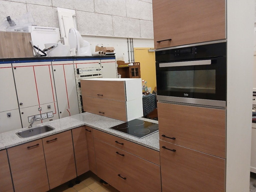 Keuken, Huis en Inrichting, Keuken | Complete keukens, Gebruikt, Hoekkeuken, Bruin, Graniet of Steen, Ophalen