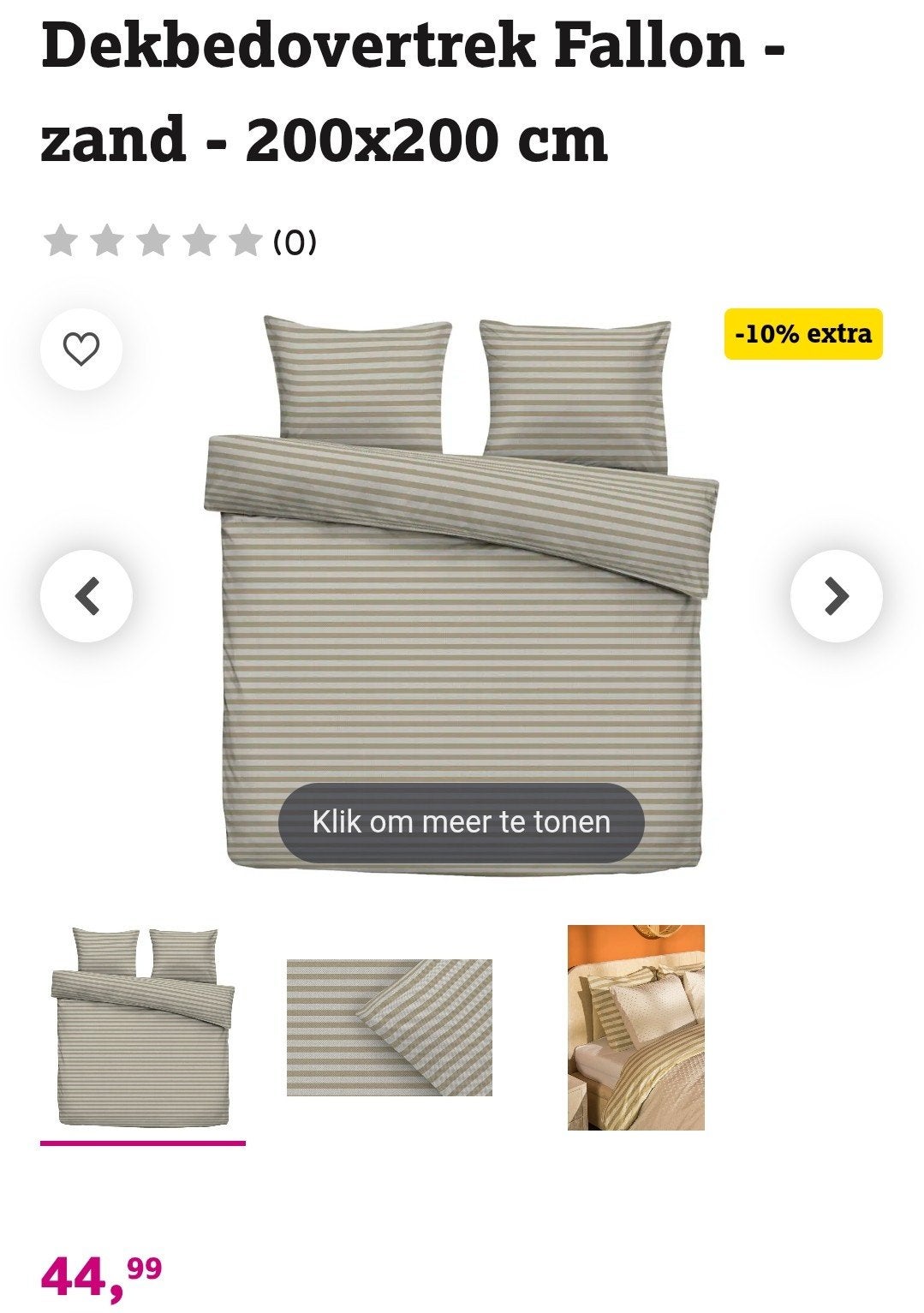 Dekbedovertrek Fallon - zand - 200x200 cm, Ophalen of Verzenden, Nieuw, Tweepersoons, Dekbedovertrek