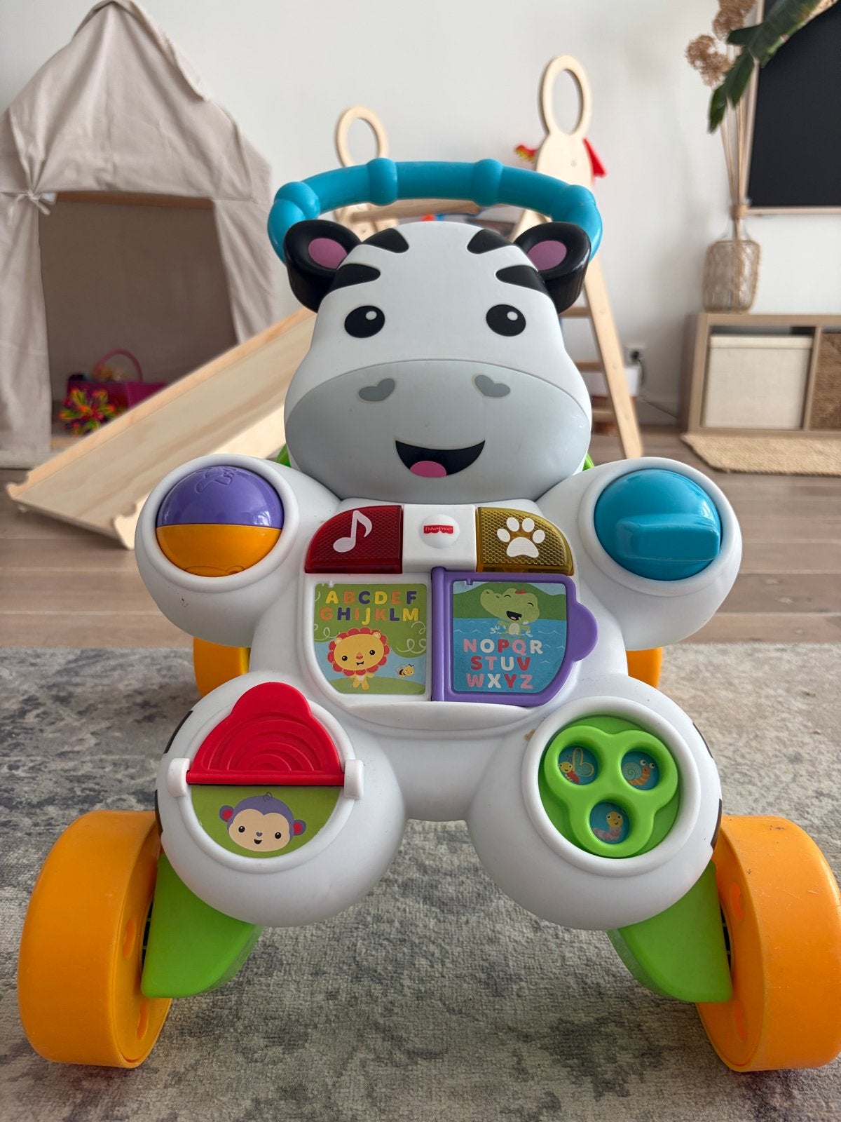 Fisher-Price Zebra Loopwagentje met Geluid en Licht, Ophalen of Verzenden, Zo goed als nieuw, Duw- of Trekspeelgoed, Met licht