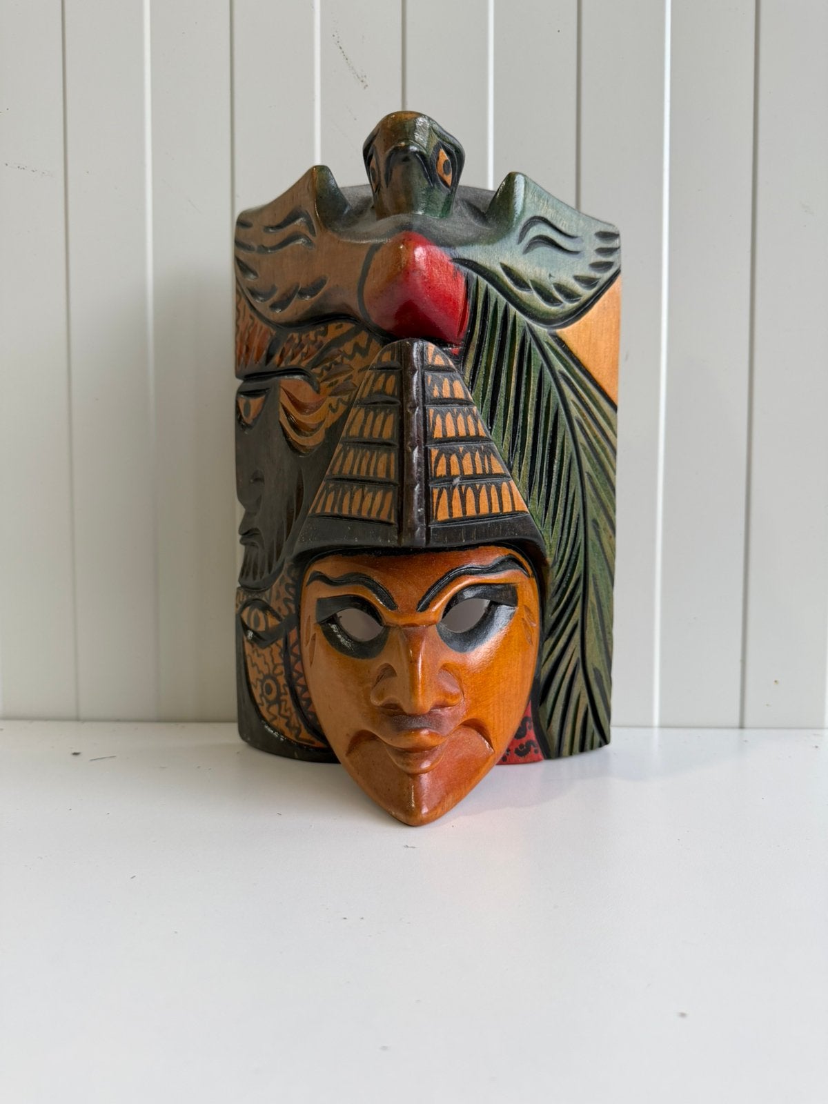 Tribale houten masker Maya-stijl, Antiek en Kunst, Kunst | Beelden en Houtsnijwerken, Overige onderwerpen, Handgemaakt, 20 - 50 cm