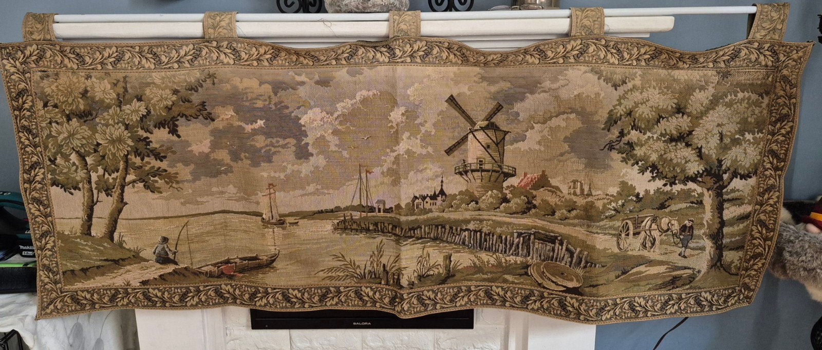 Groot Vintage wandtapijt..Gobelin, antiek, Antiek en Kunst, Ophalen of Verzenden