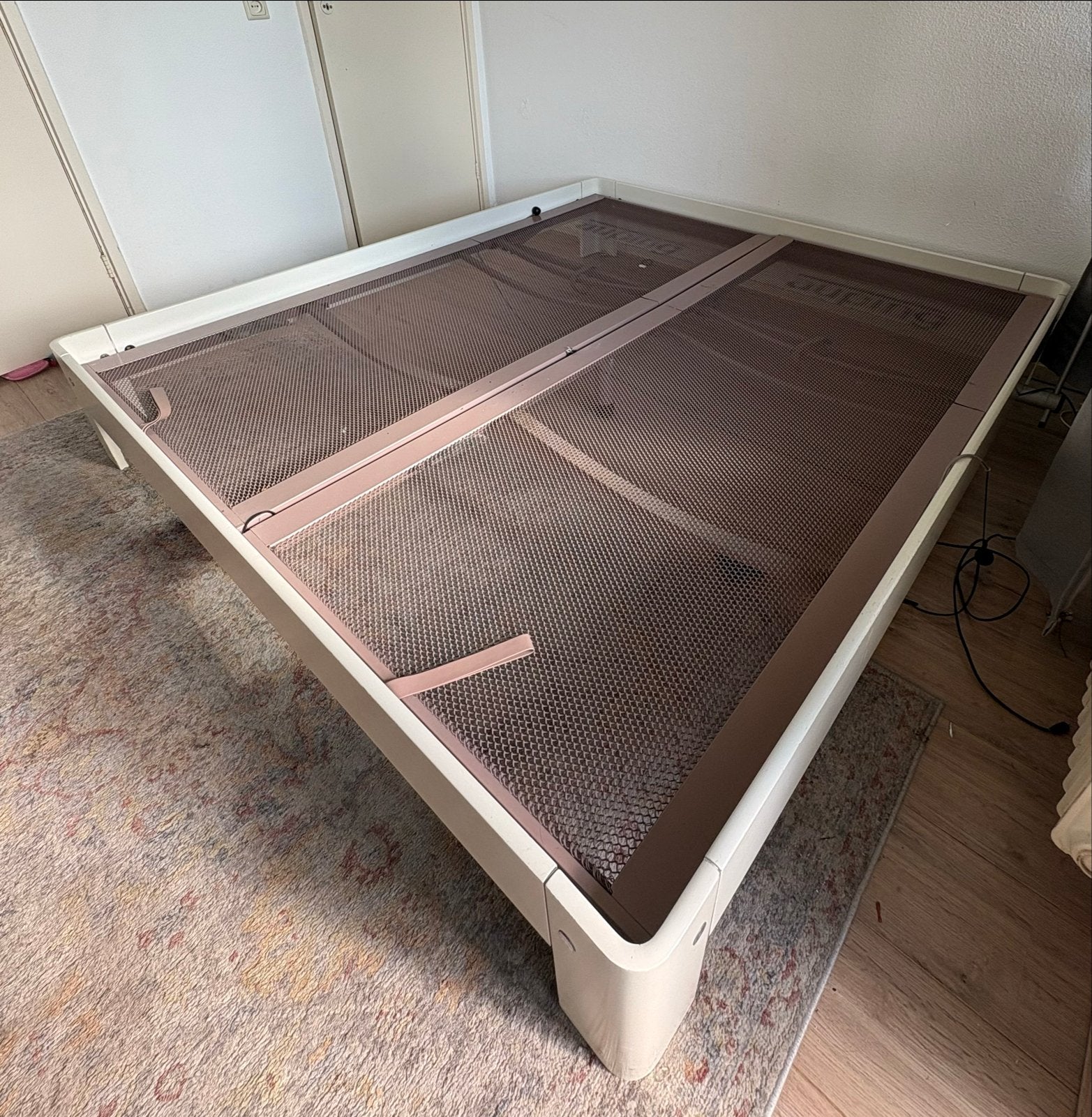 Verstelbaar tweepersoonsbed met lattenbodem Auping, Ophalen, Wit, Tweepersoons, 180 cm