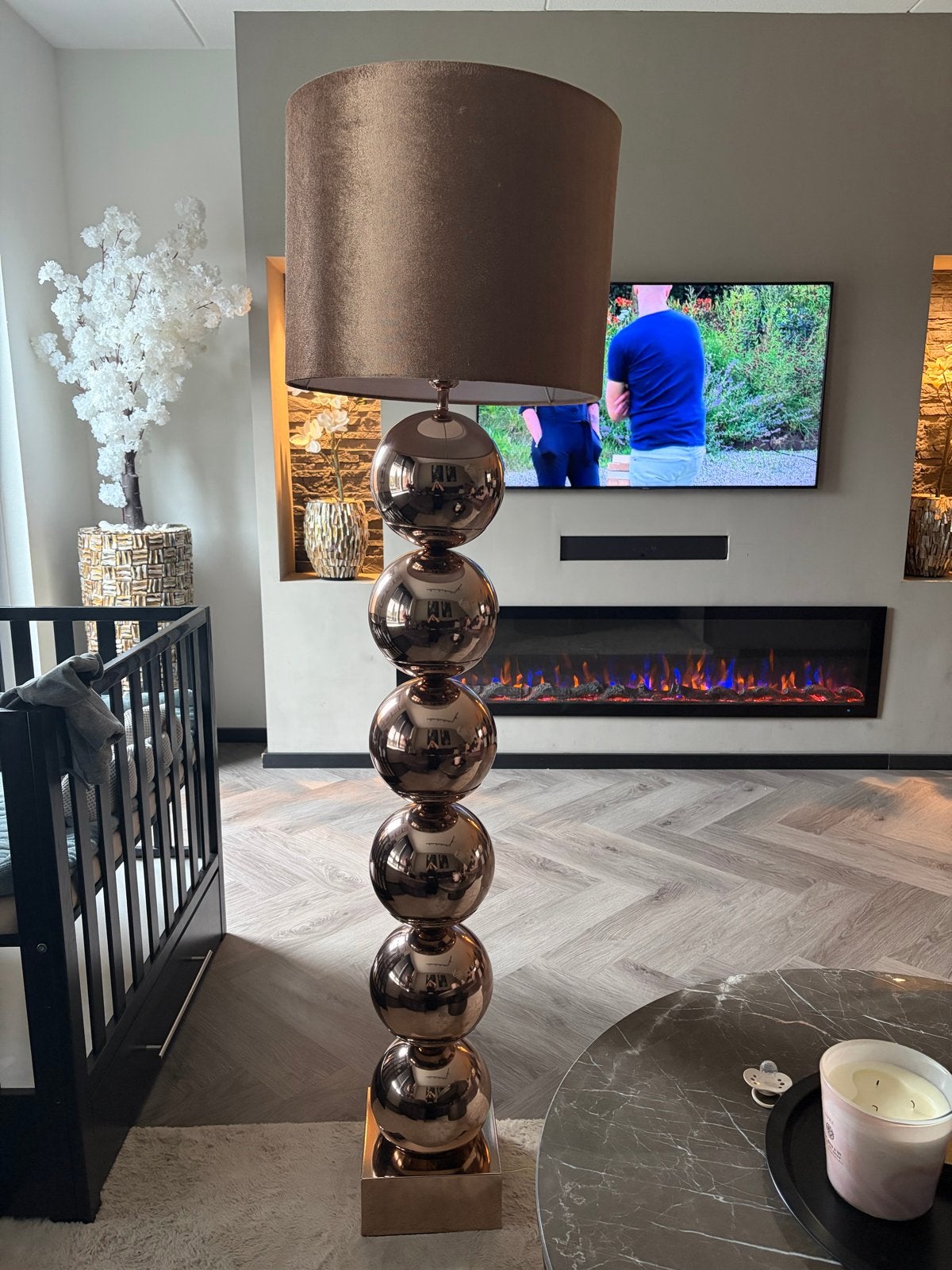 Luxe Bol Lamp Eric Kuster Stijl - Brons/Koperen Vloerlamp, Ophalen, Gebruikt, E27 (groot), Metaal