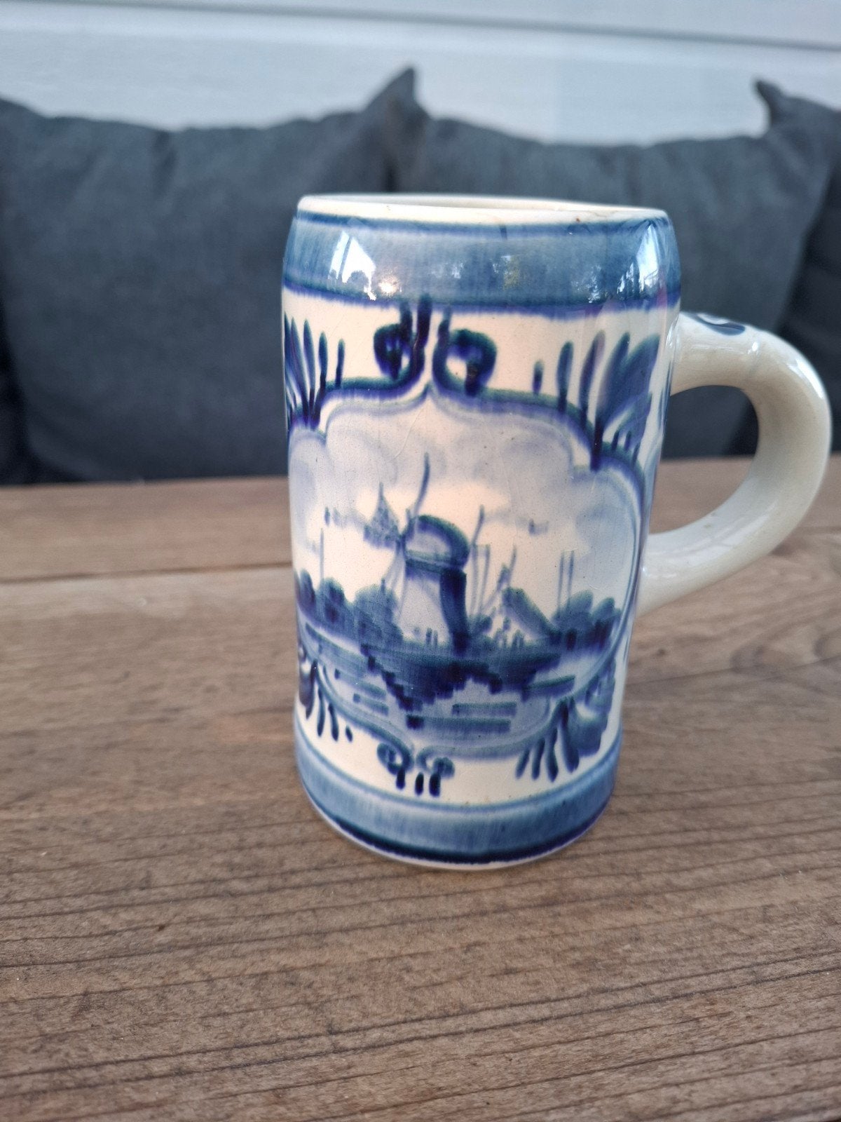 Delfts Handwerk Mok met Molen en Bloemen Decoratie, Ophalen of Verzenden