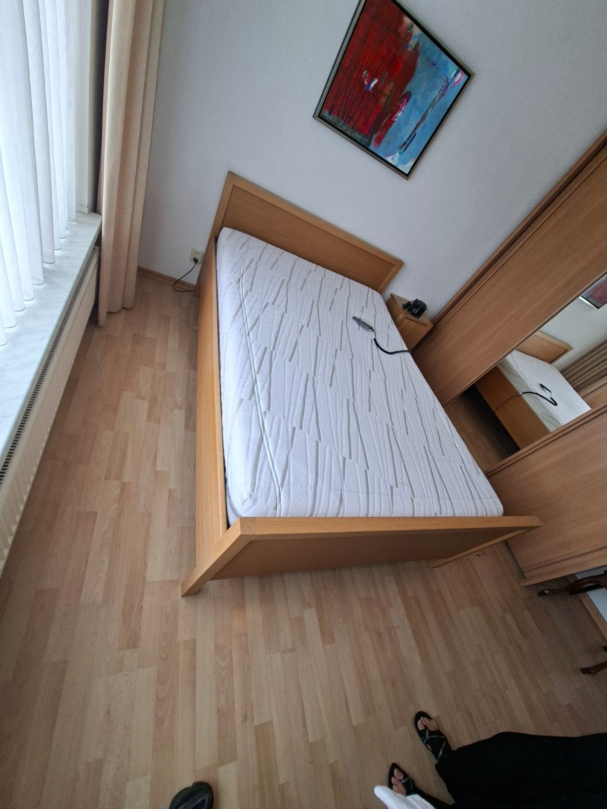 Seniorenbed 140x200 met Auping matras en elektrische bodem, Bruin, Twijfelaar, 200 cm, Hout