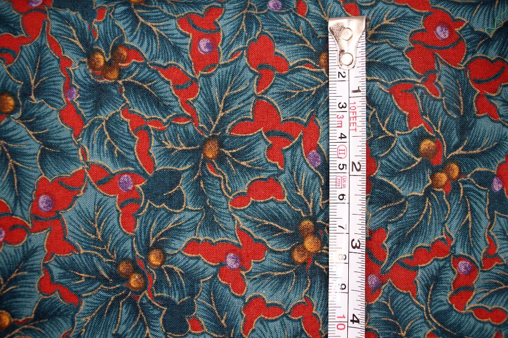 Coupon 100% katoen stof - rood groene bladeren kerst #4131, 120 cm of meer, Ophalen of Verzenden, Katoen, Rood