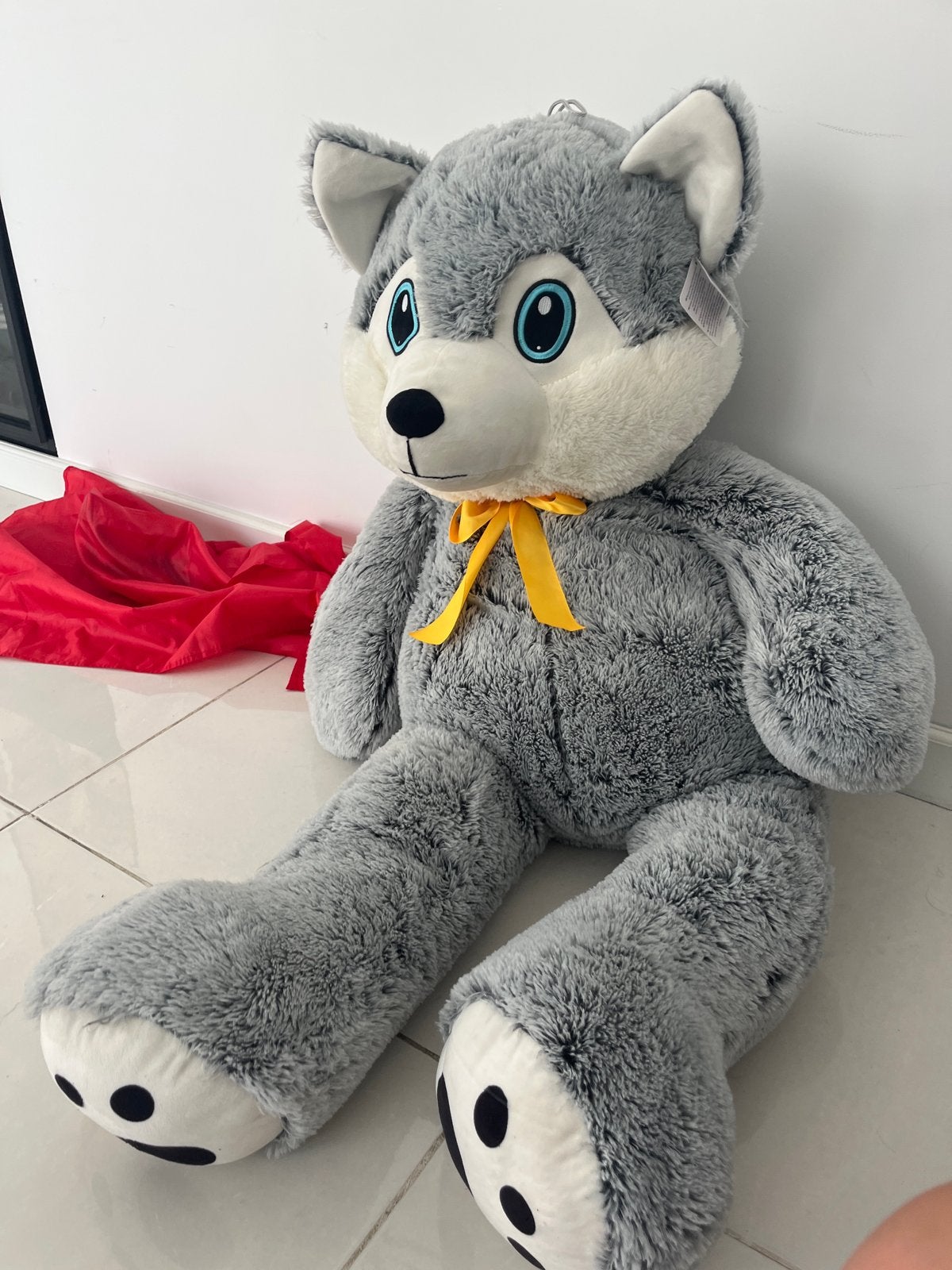 Grote zachte husky knuffel - Zo goed als nieuw, Ophalen, Beer, Grijs, Nieuw