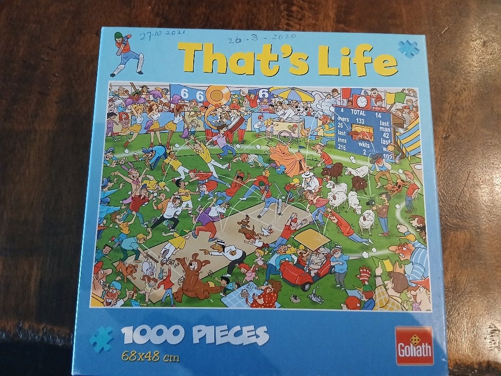 That's life puzzel   sportveld   1000 stukjes, Ophalen of Verzenden, 500 t/m 1500 stukjes, Zo goed als nieuw, Legpuzzel