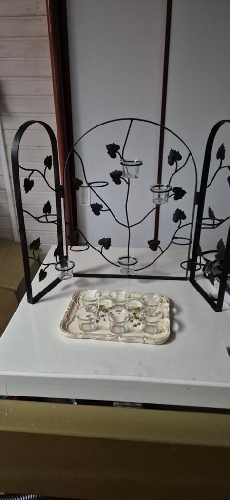 Metalen waxinelichthouder voor aan de muur, Huis en Inrichting, Woonaccessoires | Kandelaars en Kaarsen, Ophalen, Gebruikt, 50 tot 75 cm