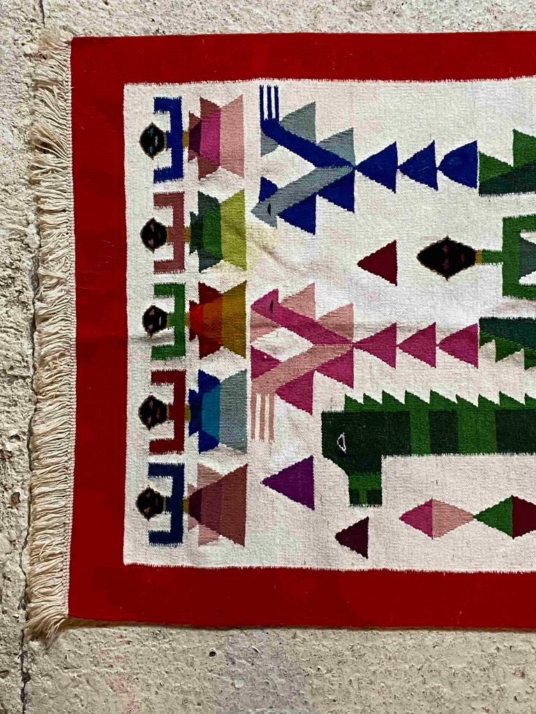 Kelim abstracte dromedaris / kameel en figuren 99/58 cm, Gebruikt, 50 tot 100 cm, Etten-Leur, DJT@dejuistetoon.eu