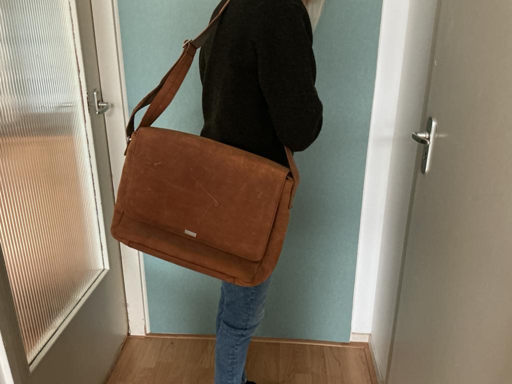 MOOIE LUXE LEDEREN TAS, 40 tot 60 cm, 30 cm of meer, Bruin, Minder dan 35 cm