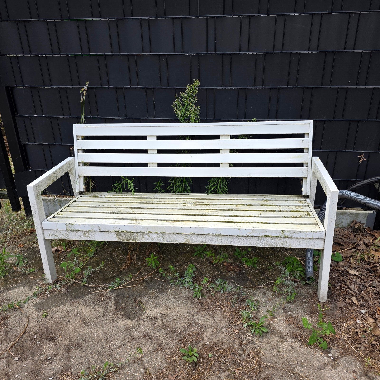 Stevige kunststof tuinbank 150 cm., Ophalen, Gebruikt, Kunststof
