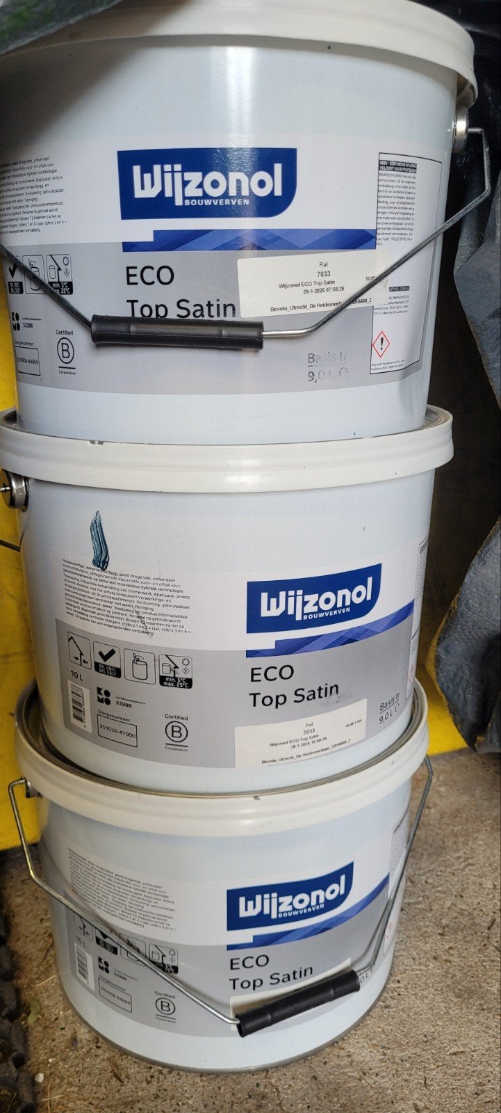 Wijzonol Eco Top Satin muurverf 9 ltr spuitbaar div kleuren, Doe-het-zelf en Verbouw, Verf, Beits en Lak, Ophalen, 5 tot 10 liter