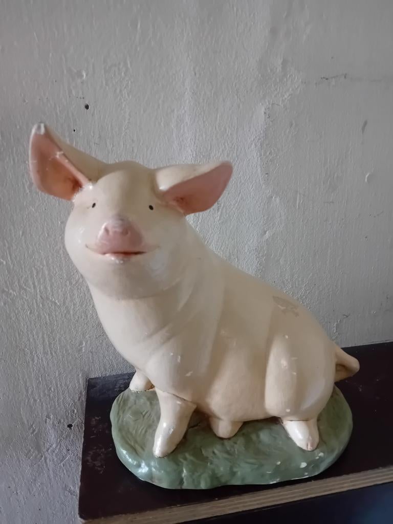 Oud varken beeld - decoratief met gelijmd oor, Antiek en Kunst, Antiek | Overige Antiek, Ophalen of Verzenden