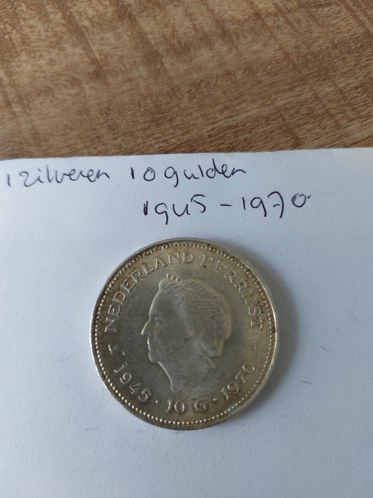 1 zilveren 10 gulden 1945_1970, Ophalen of Verzenden, Gebruikt