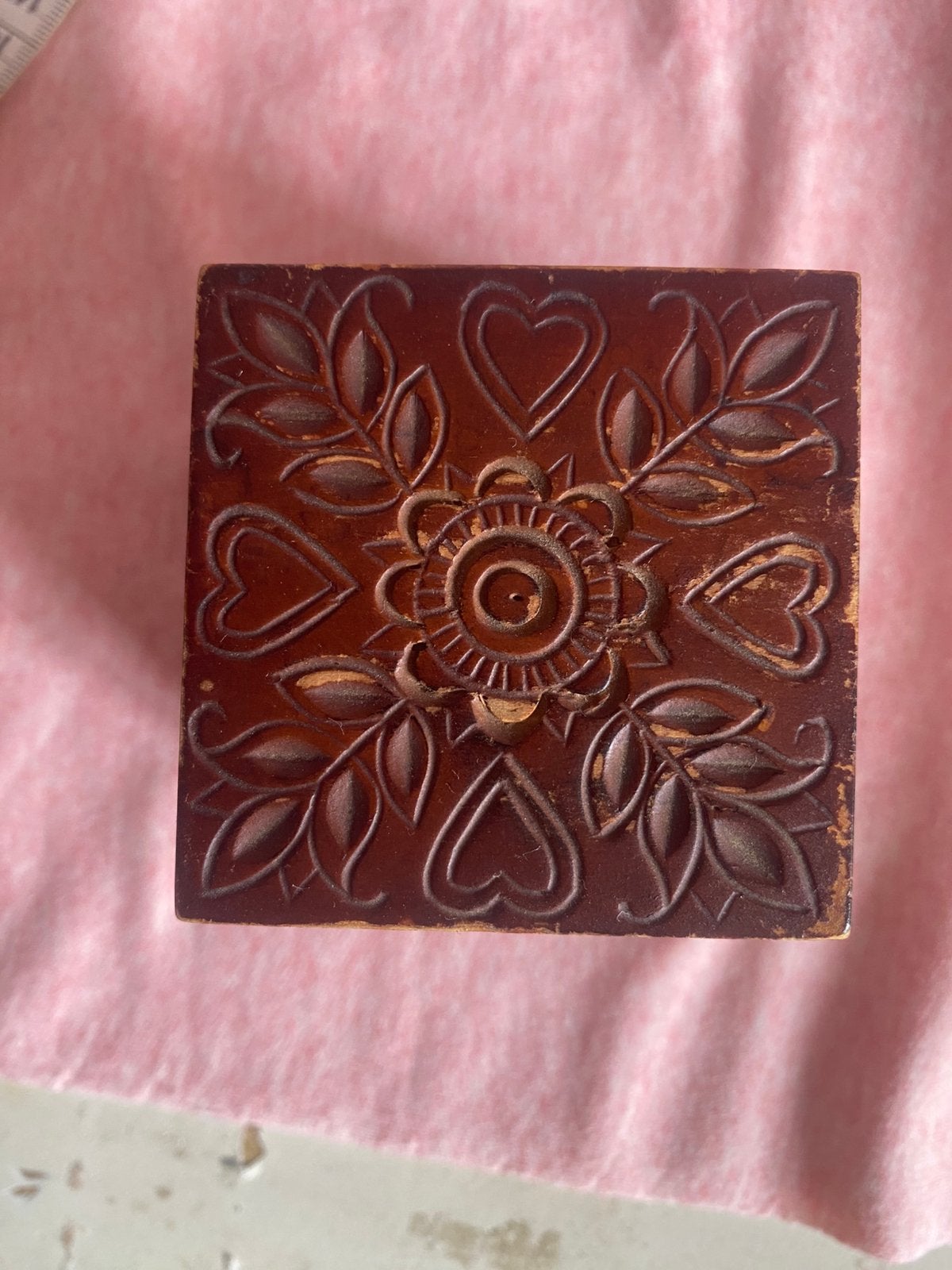 Vintage houten doosje met delfsblauwe tegeltjes er in, Ophalen of Verzenden