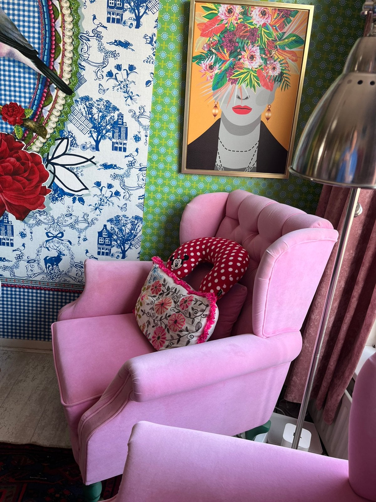 Rice DK  Deens lifestyle merk, roze fauteuil +2zitsbank, Huis en Inrichting, Ophalen, Gebruikt, 75 tot 100 cm, Kleurrijk, speels, vrolijke twist,  Scandinavisch Design