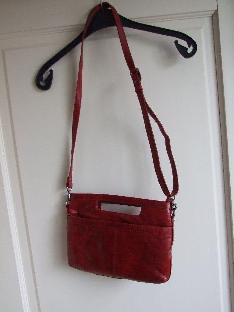 My Lady zgan rood leren schoudertasje met veel bergruimte, Ophalen of Verzenden, Zo goed als nieuw, Rood, Schoudertasje