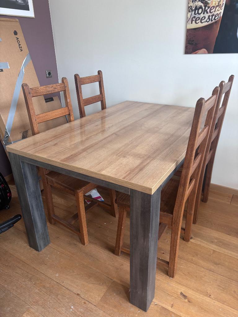 Eettafel met vier stoelen, Ophalen, Landelijk?, 100 tot 150 cm, 50 tot 100 cm