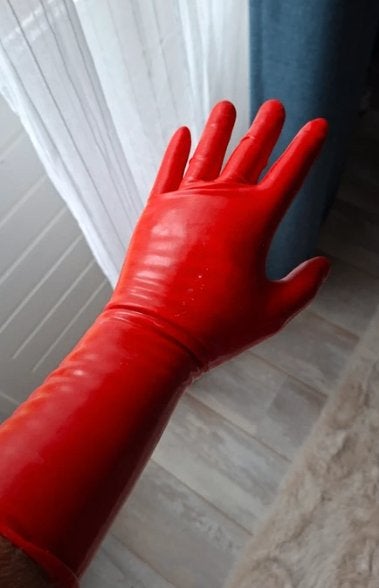 Rode halflange latex handschoenen, Verzenden, Nieuw, Maat 36 (S), Handschoenen
