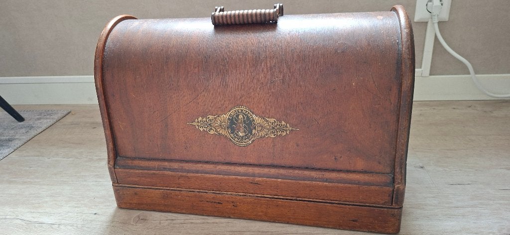 Antieke Singer Naaimachine met Houten Kap, Ophalen of Verzenden