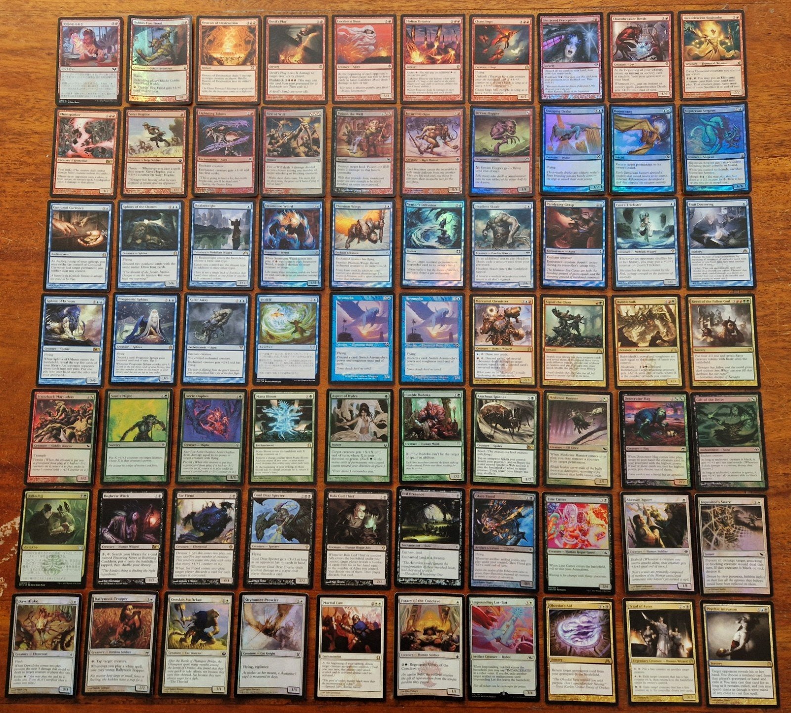 70 kaarten Magic The Gathering, verschillende sets LP / NM., Ophalen of Verzenden, Zo goed als nieuw, Meerdere kaarten, Foil