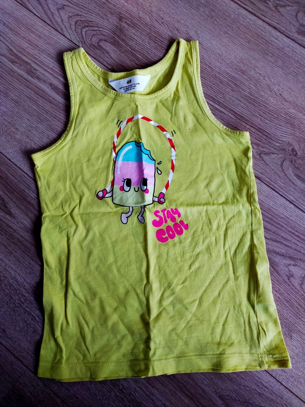 Zgan! Lieve gele singlet met ijsje van H&M. Mt 122/128, Meisje, H&M, Ophalen of Verzenden, Zo goed als nieuw