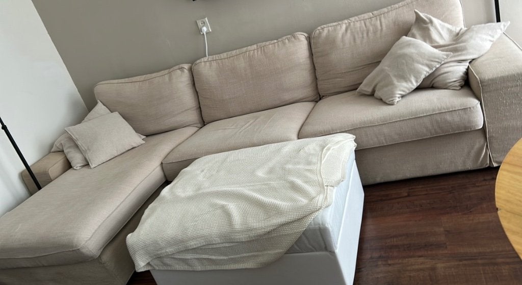 Bank IKEA kivik met hocker, Ophalen, Gebruikt, 300 cm of meer, 75 tot 100 cm