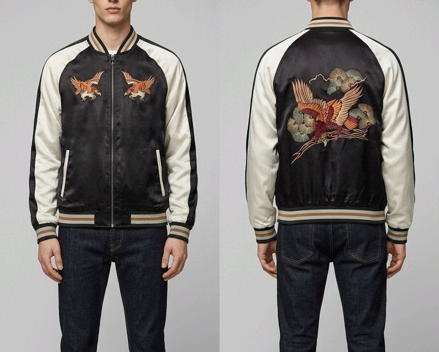 Zara Man Bomberjack Zijde-look met Borduurwerk - Maat M, Kleding | Heren, Jassen | Zomer, Gedragen, Maat 48/50 (M), Overige kleuren