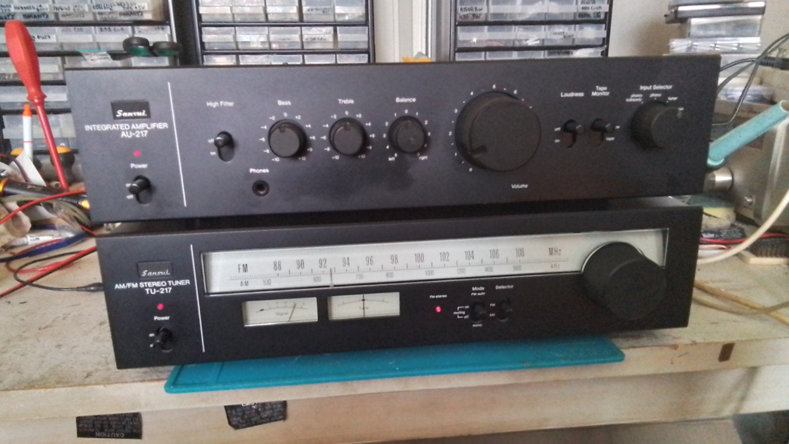 Sansui au217 versterker en tu217 tuner., Ophalen, Gebruikt, Overige merken, Losse componenten