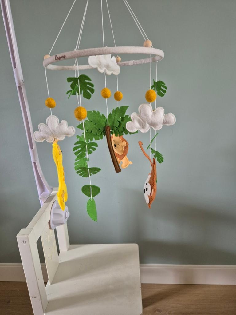 Muzikale Mobiel met Jungle Dieren en Geluid, Kinderen en Baby's, Ophalen of Verzenden, Zo goed als nieuw, Mobiel