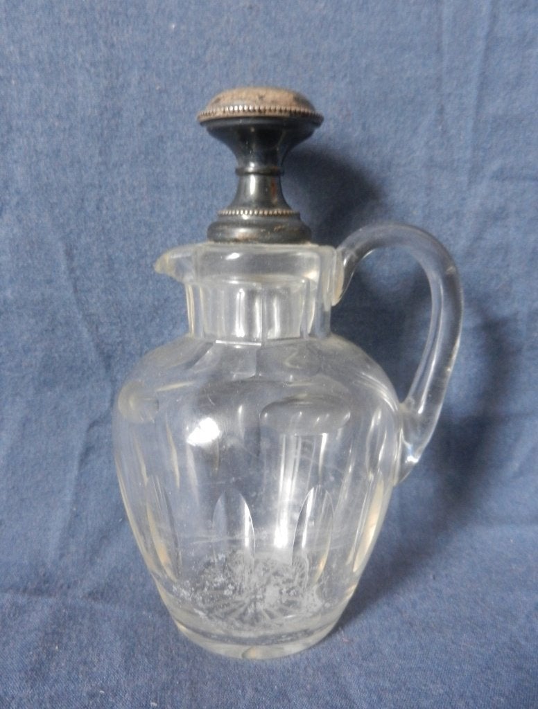 Geslepen kristal kan / karafje zilveren dop Hollands ca 1890, Antiek en Kunst, Antiek | Glas en Kristal, Ophalen of Verzenden