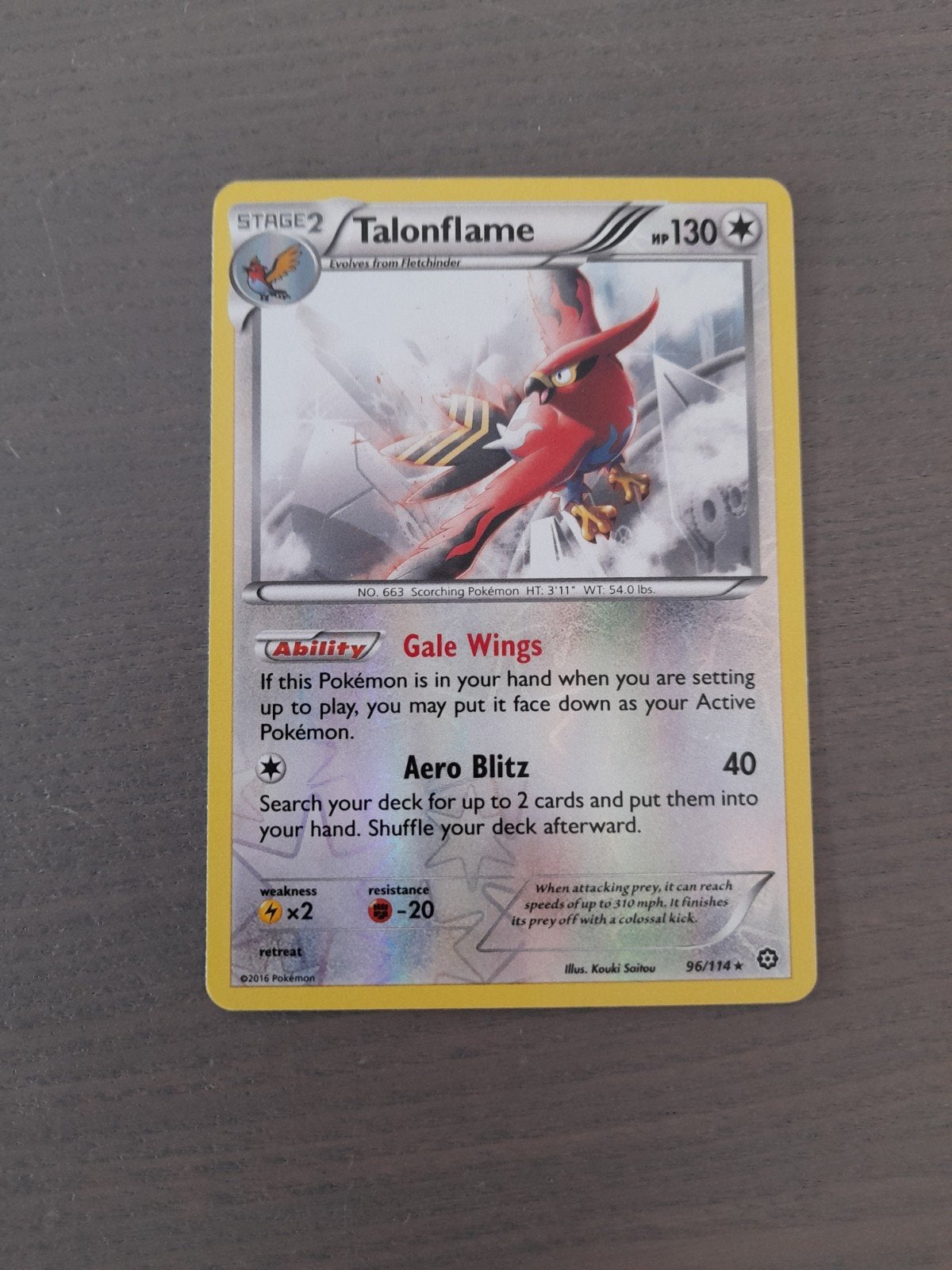 Steam siege 96/114 talonflame reverse, Ophalen of Verzenden, Gebruikt, Losse kaart, Foil