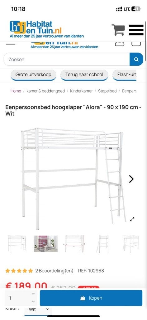 GRATIS HOOGSLAPER, Ophalen, Eenpersoons, 160 tot 180 cm, 190 cm of minder