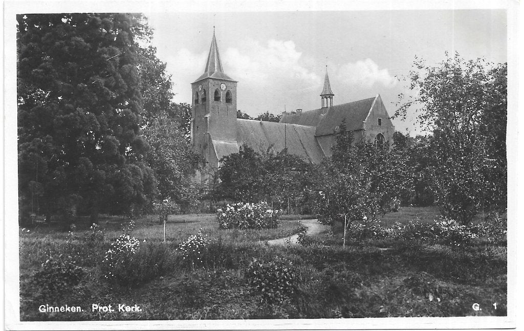 AK Ginneken, Breda - Prot. Kerk., Verzamelen, Verzenden, 1940 tot 1960, Ongelopen, Noord-Brabant