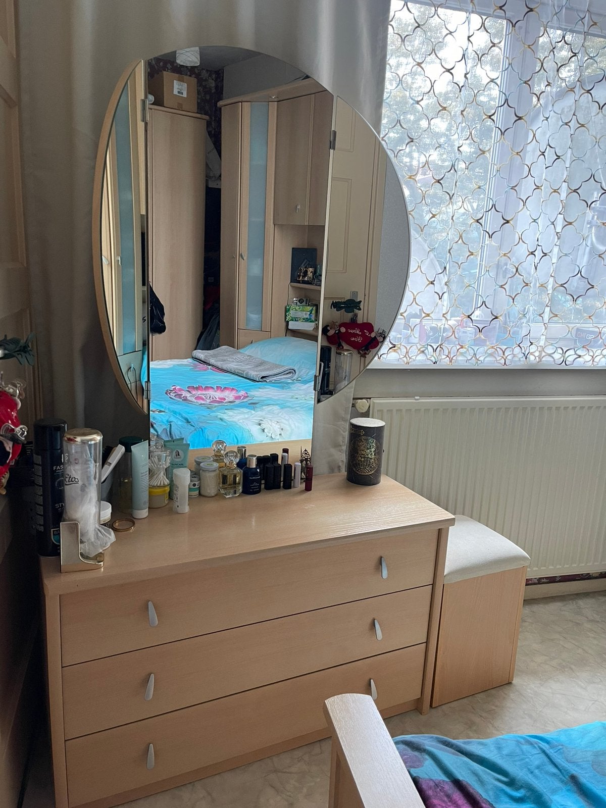 Complete slaapkamerset te koop: bed, tafel, kast, Ophalen, Gebruikt, Tweepersoons