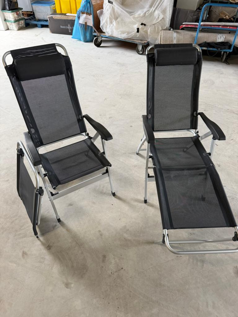 Campingstoelen met verlengstukken en inklaptafel, Ophalen, Gebruikt, Metaal, Inklapbaar